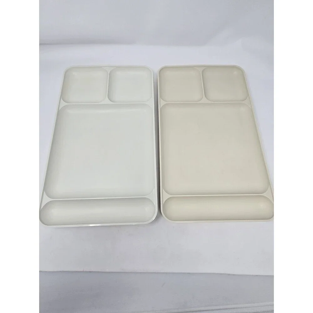 VINTAGE TUPPERWARE LOT CAFETERIA LUNCH TRAY DIVIDED PLATE MIXED #1535 SET OF 6 - Picture 2 of 11